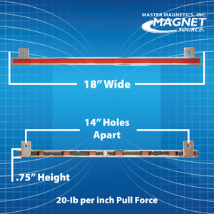 AMC18PLC 18" Magnetic Tool Bar¸ Screw Mount - Side View