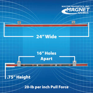 AMC24PLC 24" Magnetic Tool Bar¸ Screw Mount - Side View
