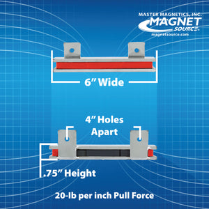 AMC5PLC 6" Magnetic Tool Bar¸ Screw Mount - Side View