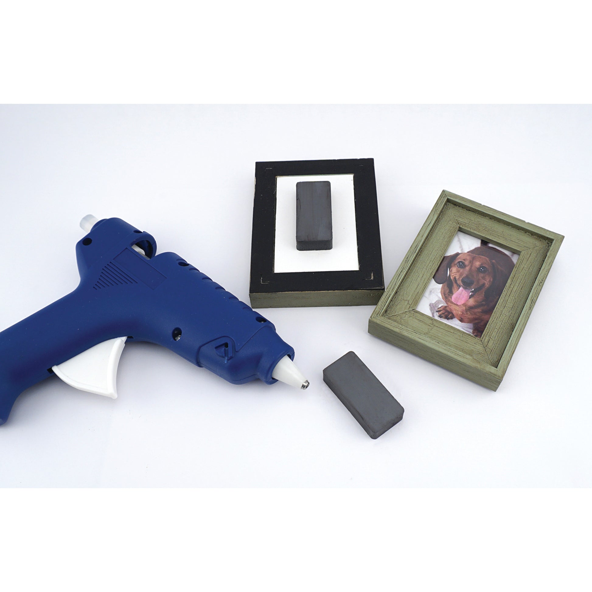 Load image into Gallery viewer, CB247MAG Ceramic Block Magnet - Demonstration of How Magnet Can be Glued to Picture Frames