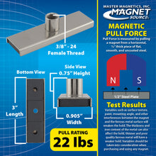 Load image into Gallery viewer, CA293WN Ceramic Channel Magnet with Plated Base &amp; Nut - Side View