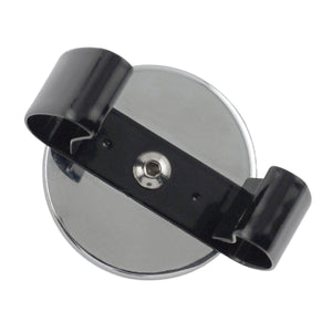 RB50BVCC Ceramic Round Base Magnet with Black Spring Clamp - Front View