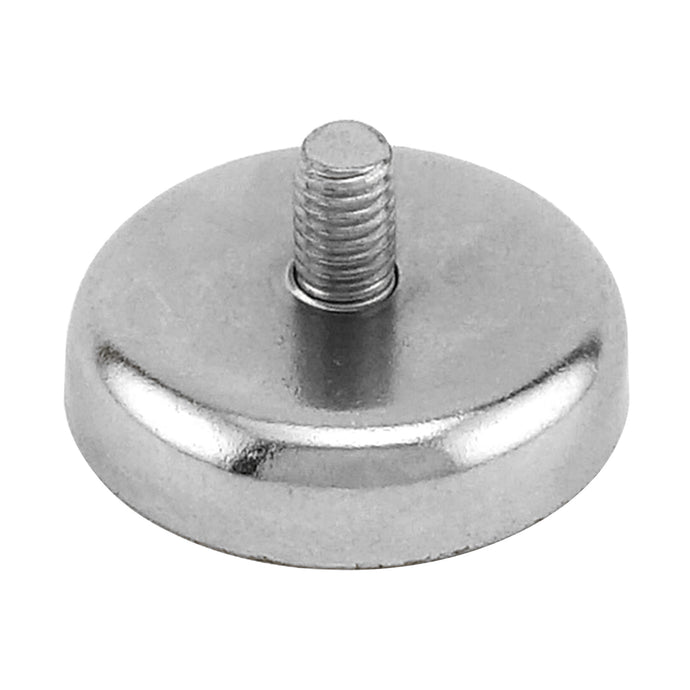 NACM126 Grade 42 Neodymium Round Base Magnet with Male Thread - 45 Degree Angle View