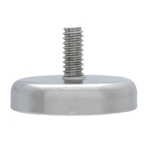 NACM141 Grade 42 Neodymium Round Base Magnet with Male Thread - Front View