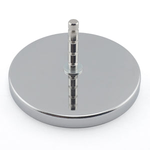 RB100POST Heavy-Duty Ceramic Round Base Magnet Assembled with Grooved Post - 45 Degree Angle View