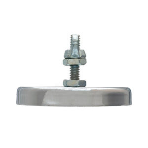 RB70B2NW Heavy-Duty Ceramic Round Base Magnet with Bolt, Nuts and Wingnut - Side View