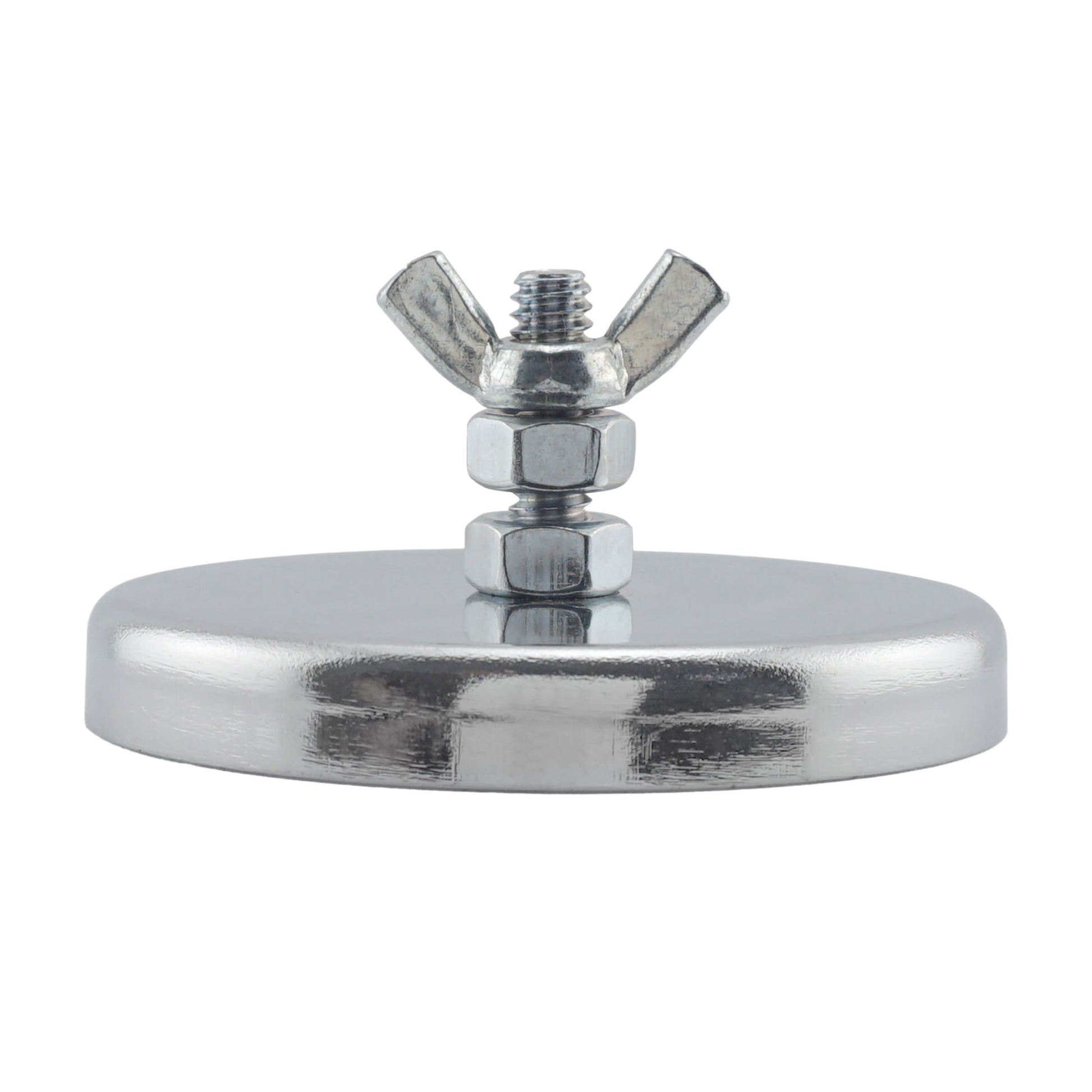 Load image into Gallery viewer, RB70B2NW Heavy-Duty Ceramic Round Base Magnet with Bolt, Nuts and Wingnut - Front View