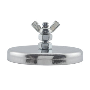 RB70B2NW Heavy-Duty Ceramic Round Base Magnet with Bolt, Nuts and Wingnut - Front View