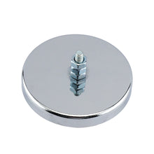 Load image into Gallery viewer, RB80B3N Heavy-Duty Ceramic Round Base Magnet with Bolt and Nuts - 45 Degree Angle View