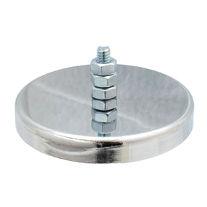 RB80B3N Heavy-Duty Ceramic Round Base Magnet with Bolt and Nuts - 45 Degree Angle View