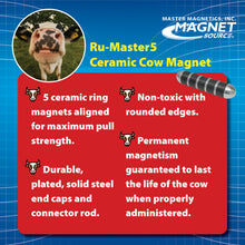 Load image into Gallery viewer, COW-RUM5CX3BX Heavy-Duty Ru-Master 5™ Cow Magnets (3pk) - Specifications