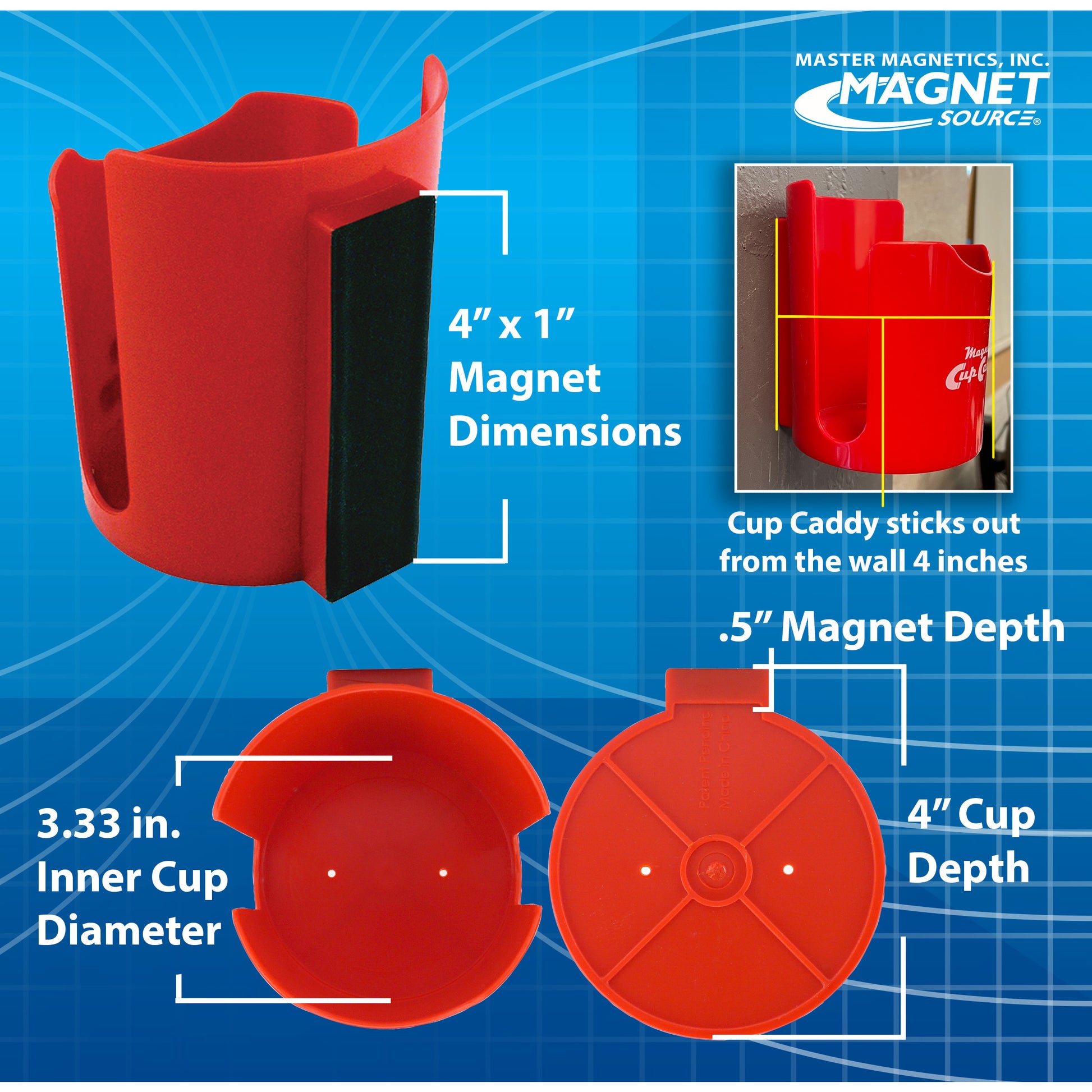 Load image into Gallery viewer, 07582 Magnetic Cup Caddy™, Red - Right Side View