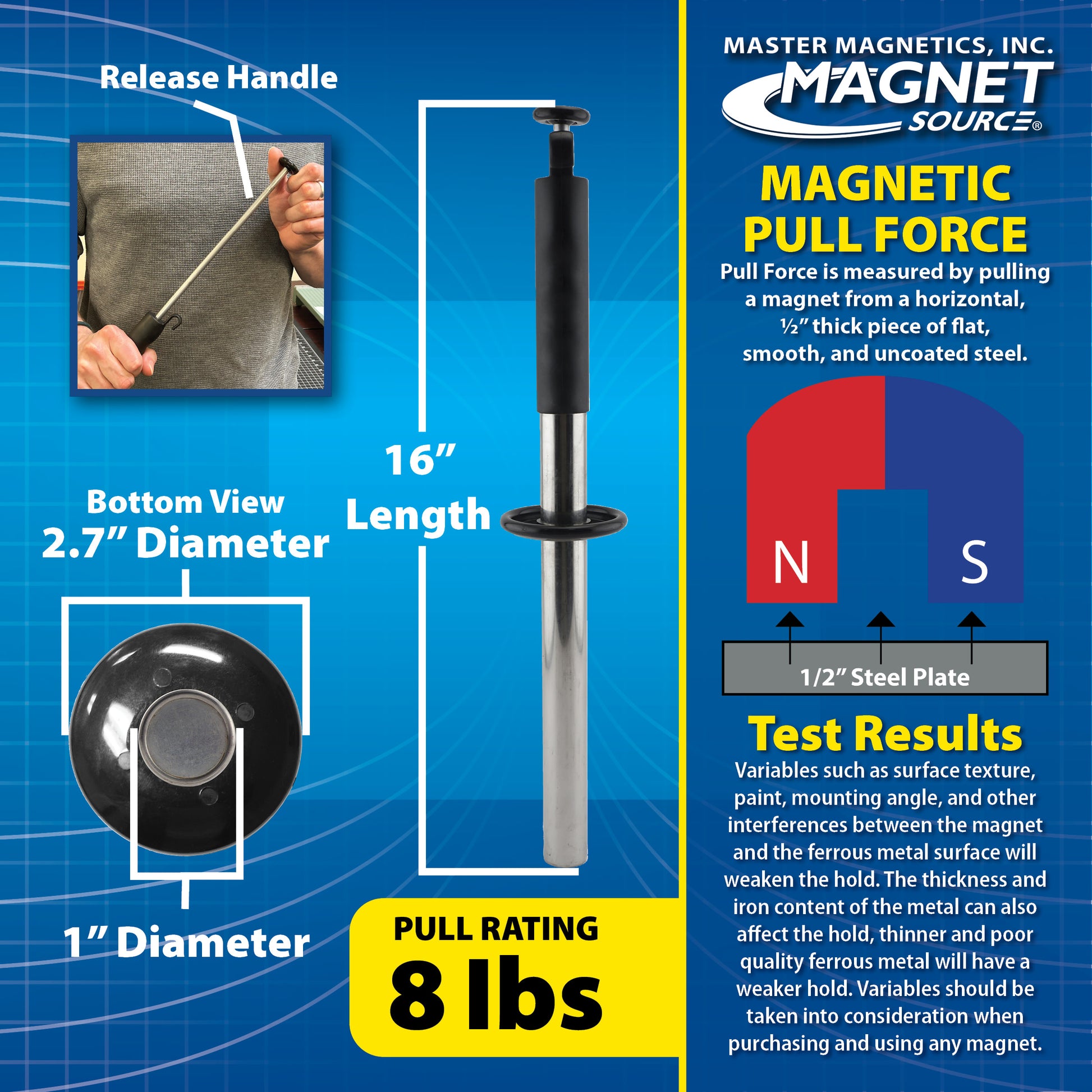 Load image into Gallery viewer, RHS02 Magnetic Retrieving Baton with Release - Side View