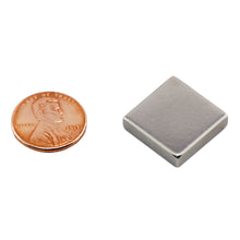 Load image into Gallery viewer, NB001812N Neodymium Block Magnet - Compared to Penny for Size Reference
