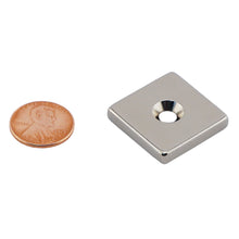 Load image into Gallery viewer, NB001817NCTS Neodymium Countersunk Block Magnet - Compared to Penny for Size Reference