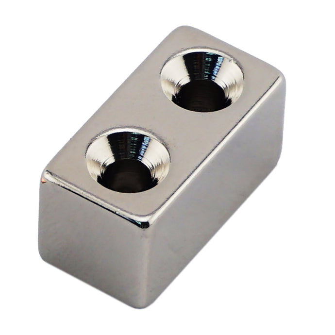 NB005056NCTSX2 Neodymium Countersunk Block Magnet - Front View