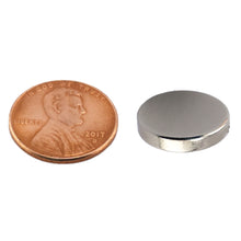 Load image into Gallery viewer, ND003749N Neodymium Disc Magnet - Compared to Penny for Size Reference