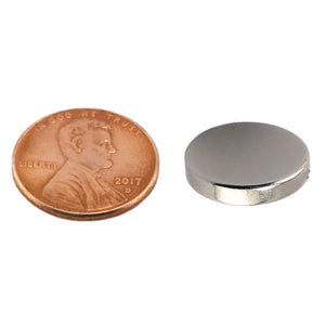 ND003749N Neodymium Disc Magnet - Compared to Penny for Size Reference