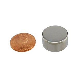 ND142N-35 Neodymium Disc Magnet - Compared to Penny for Size Reference