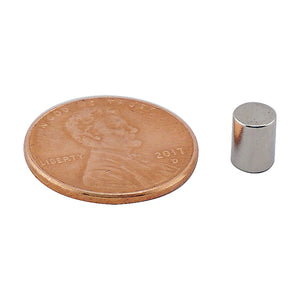 ND45-1825N Neodymium Disc Magnet - Compared to Penny for Size Reference