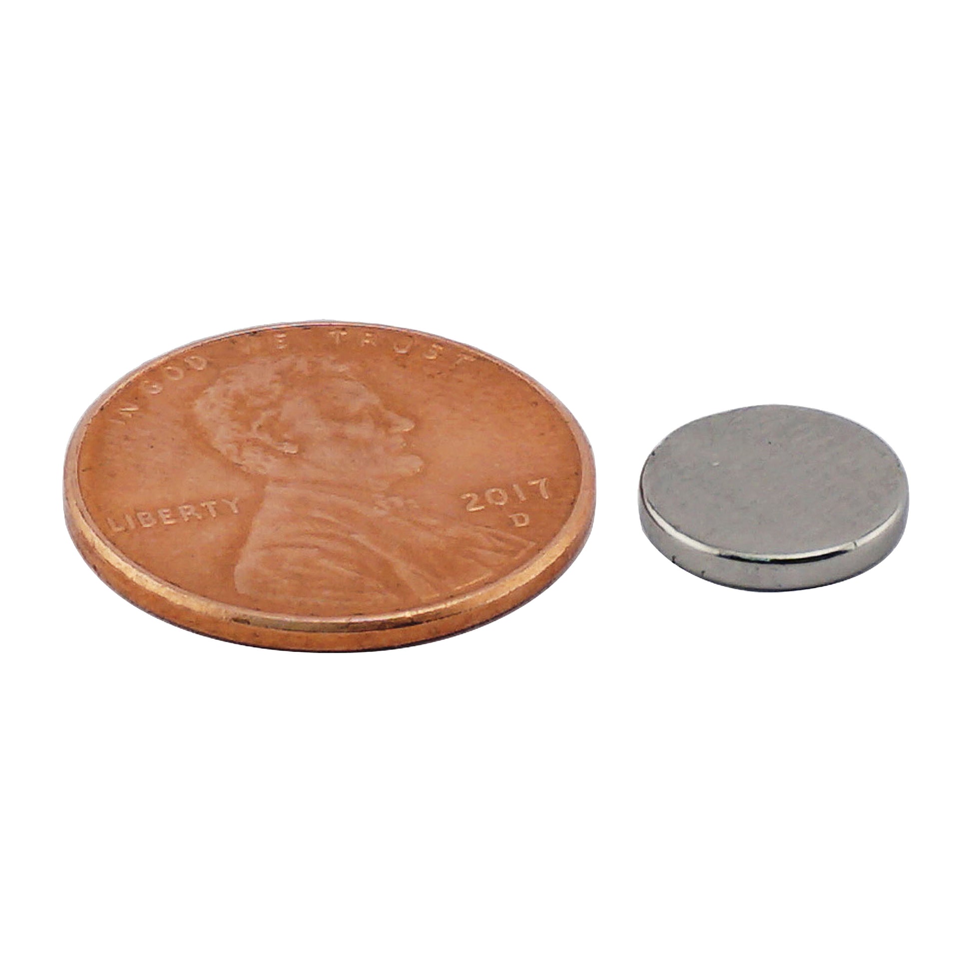 Load image into Gallery viewer, ND45-3706N Neodymium Disc Magnet - Compared to Penny for Size Reference