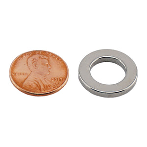 NR007405N Neodymium Ring Magnet - Compared to Penny for Size Reference