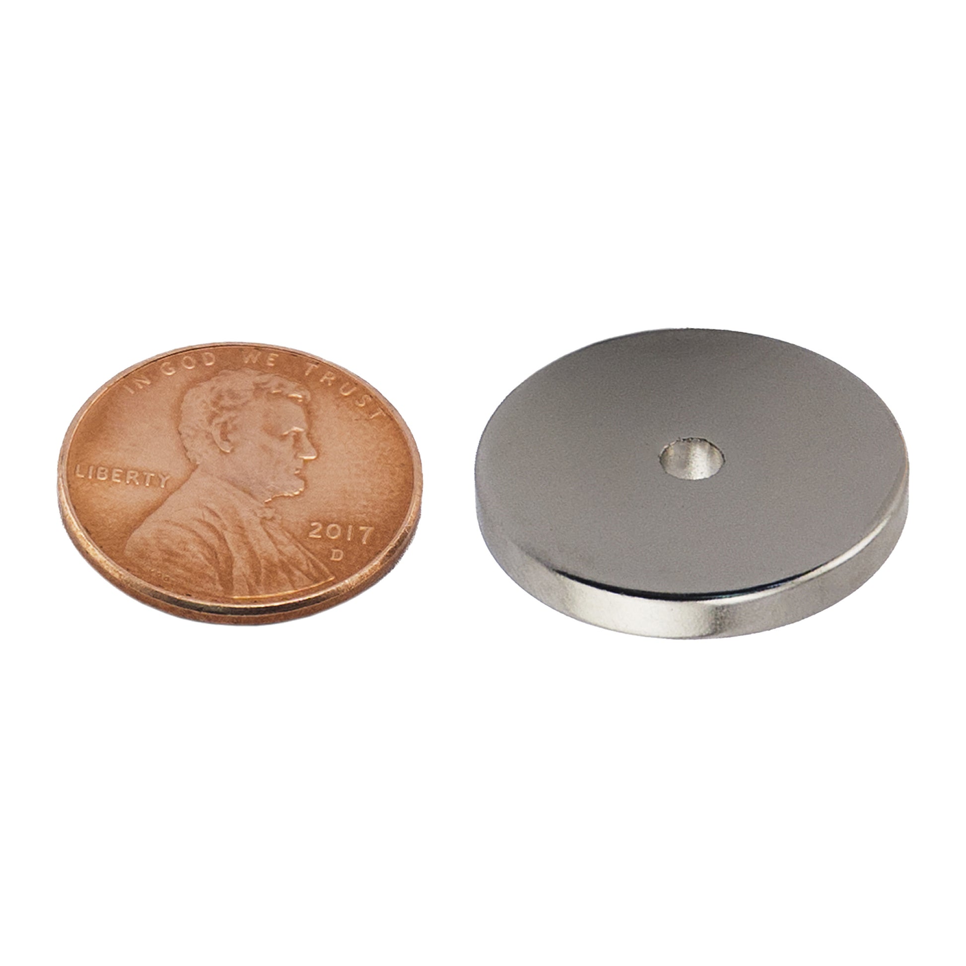 Load image into Gallery viewer, NR008705NS01 Neodymium Ring Magnet - Compared to Penny for Size Reference