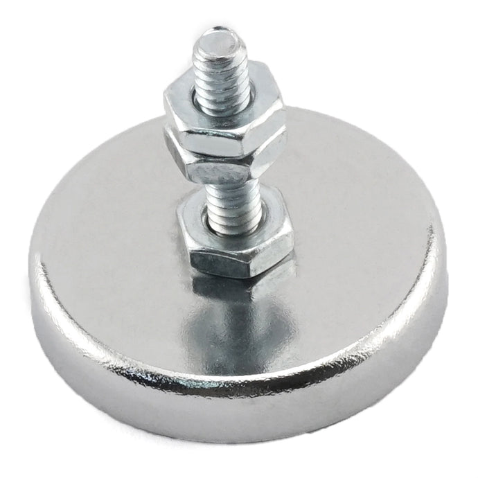 RB45B3N-NEO Neodymium Round Base Magnet with Bolt and Nuts - 45 Degree Angle View