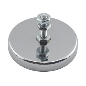 RB50B3N-NEO Neodymium Round Base Magnet with Bolt and Nuts - 45 Degree Angle View
