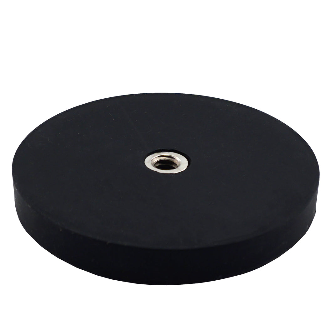 NADR257F Neodymium Rubber Coated Round Base Magnet with Female Thread - 45 Degree Angle View