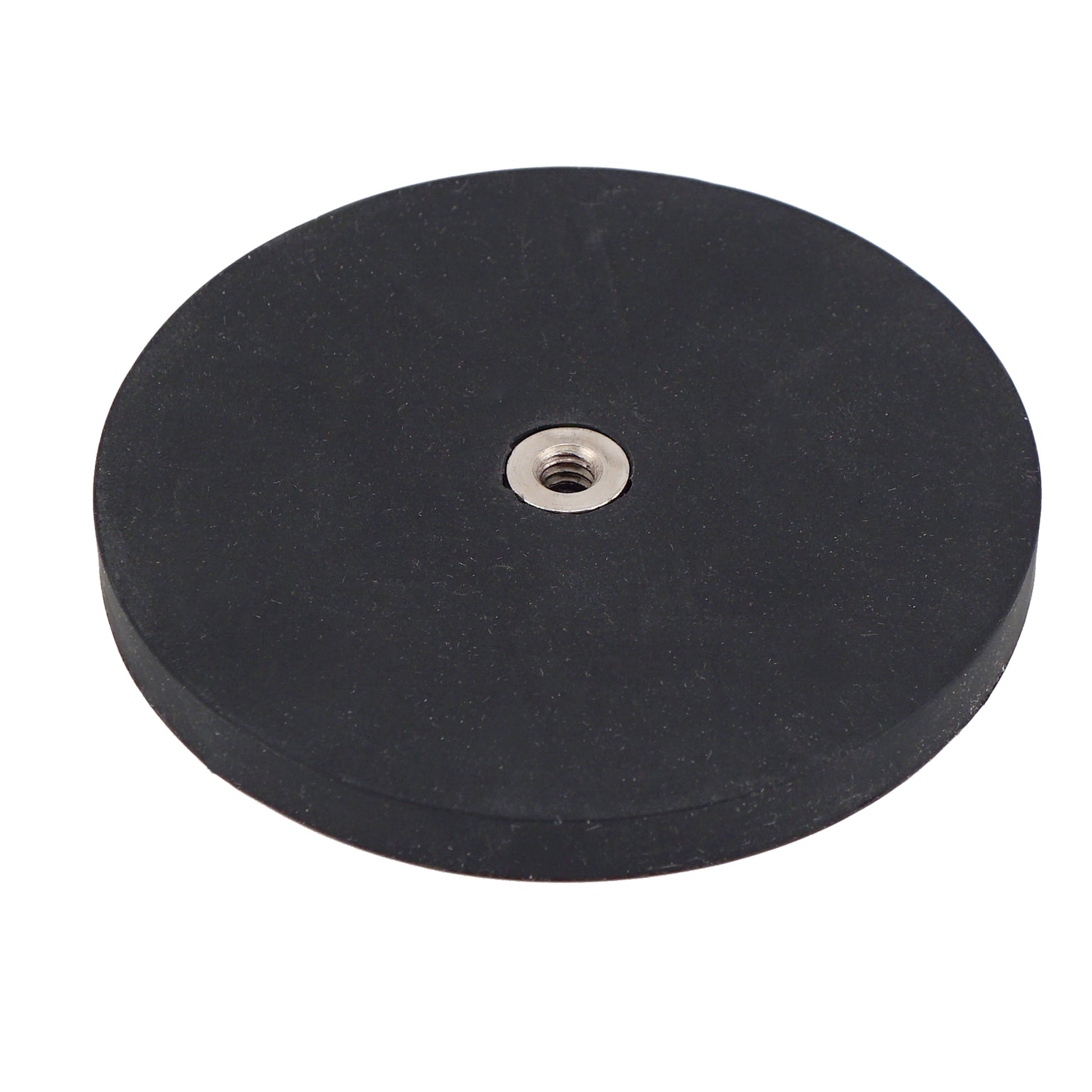 Load image into Gallery viewer, NADR257F Neodymium Rubber Coated Round Base Magnet with Female Thread - 45 Degree Angle View