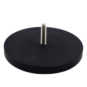 NADR351M Neodymium Rubber Coated Round Base Magnet with Male Thread - 45 Degree Angle View