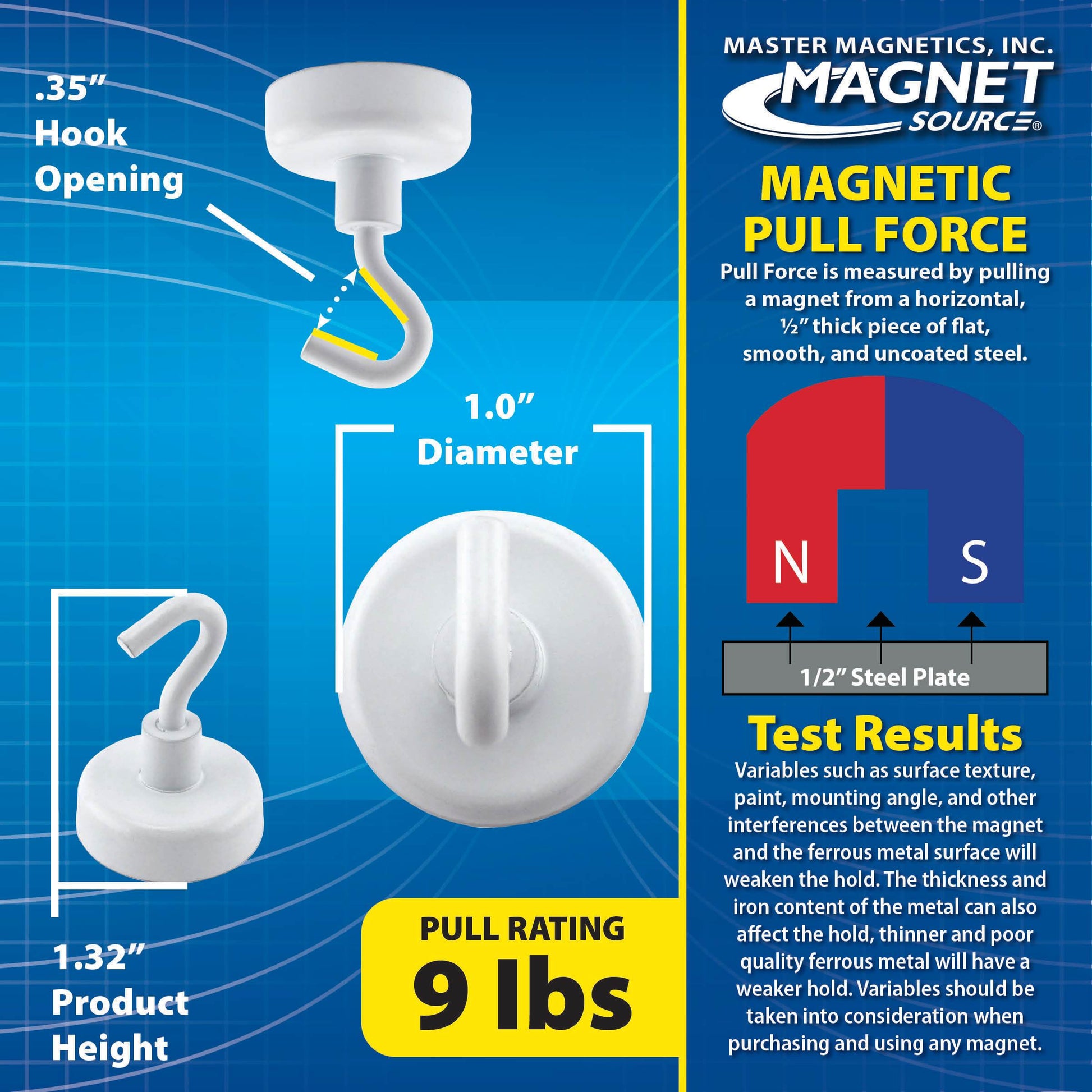 Load image into Gallery viewer, 07290 White Magnetic Hooks (2pk) - Side View