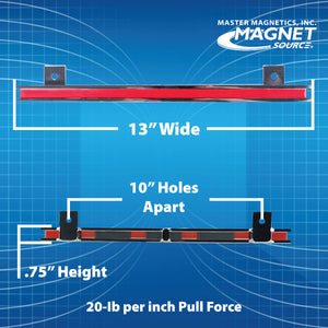 AMC13PLC 13" Magnetic Tool Bar¸ Screw Mount - Side View