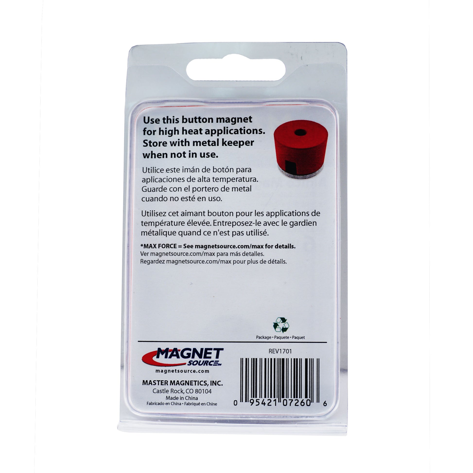 Load image into Gallery viewer, 07259 Alnico 2-Pole Button Magnet with Keeper - Back of Packaging