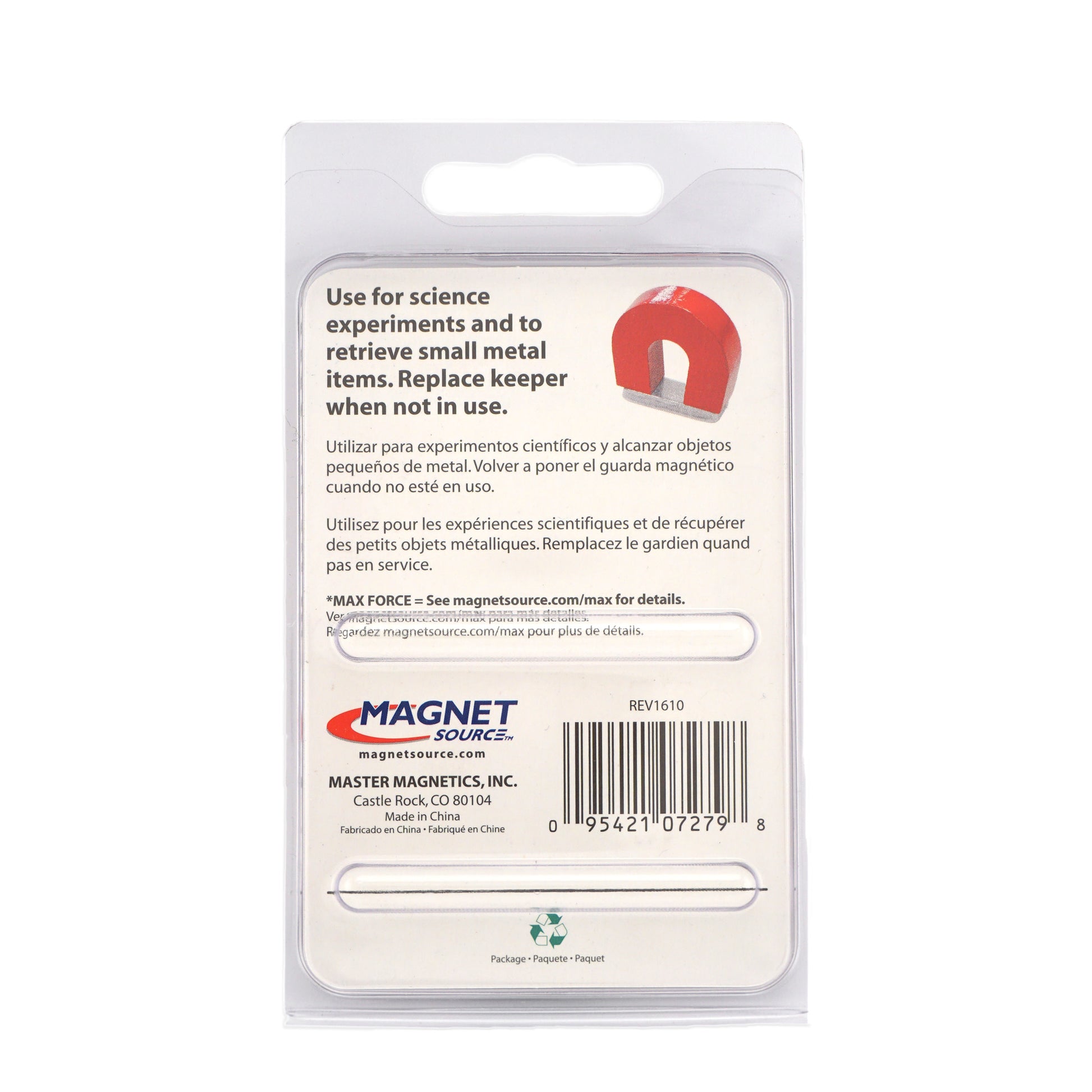 Load image into Gallery viewer, 07279 Alnico Horseshoe Magnet with Keeper - Back of Packaging