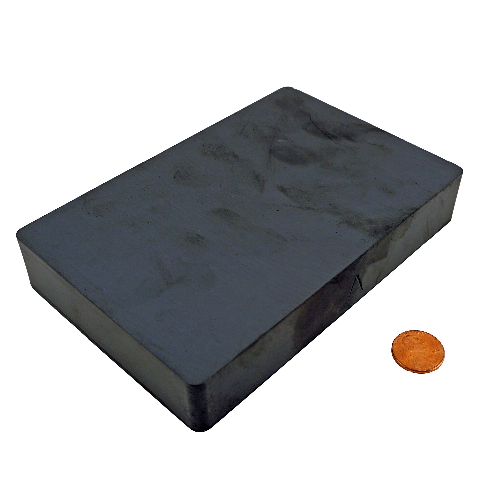 Load image into Gallery viewer, CB185CMAG Ceramic Block Magnet - 45 Degree Angle Compared to a Penny to Reference Size