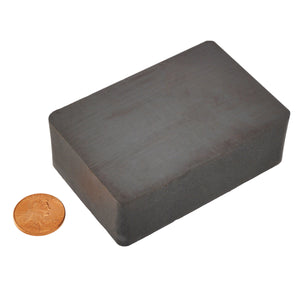 CB1863N Ceramic Block Magnet - Compared to Penny for Size Reference