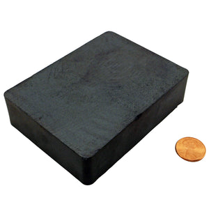 CB188NMAG Ceramic Block Magnet - 45 Degree Angle with Penny