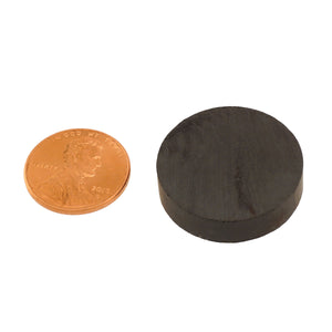 CD010002 Ceramic Disc Magnet - Compared to Penny for Size Reference