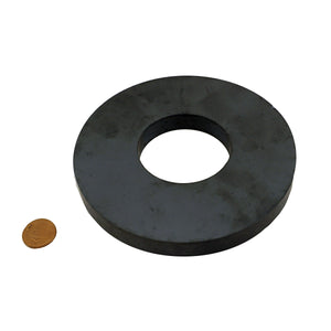 CR525NMAG Ceramic Ring Magnet - 45 Degree Angle View Compared to Penny