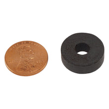 Load image into Gallery viewer, CR75N Ceramic Ring Magnet - Compared to Penny for Size Reference