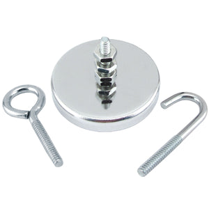 07596 Ceramic Round Base Magnet with Attachments - 45 Degree Angle View