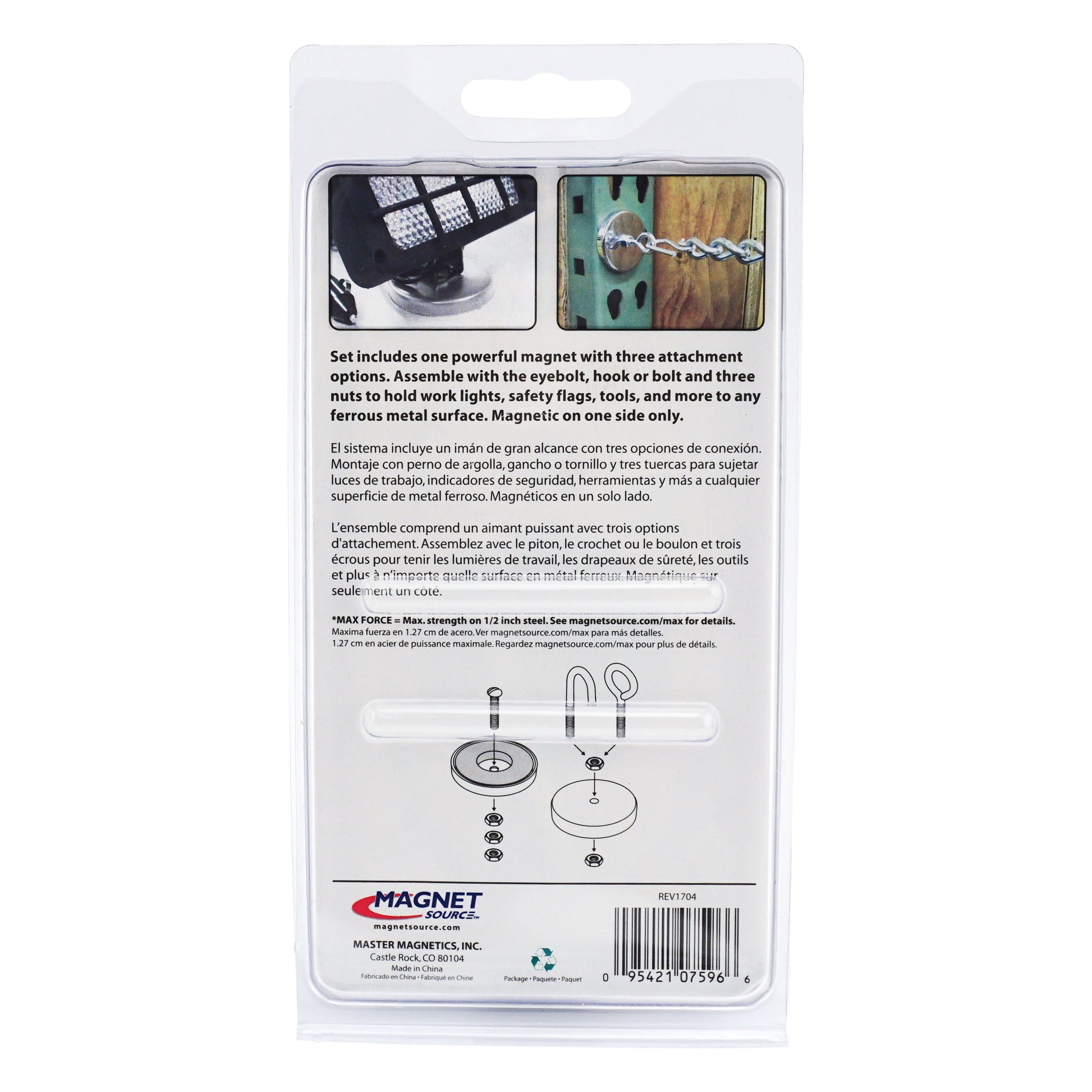 Load image into Gallery viewer, 07596 Ceramic Round Base Magnet with Attachments - Back of Packaging