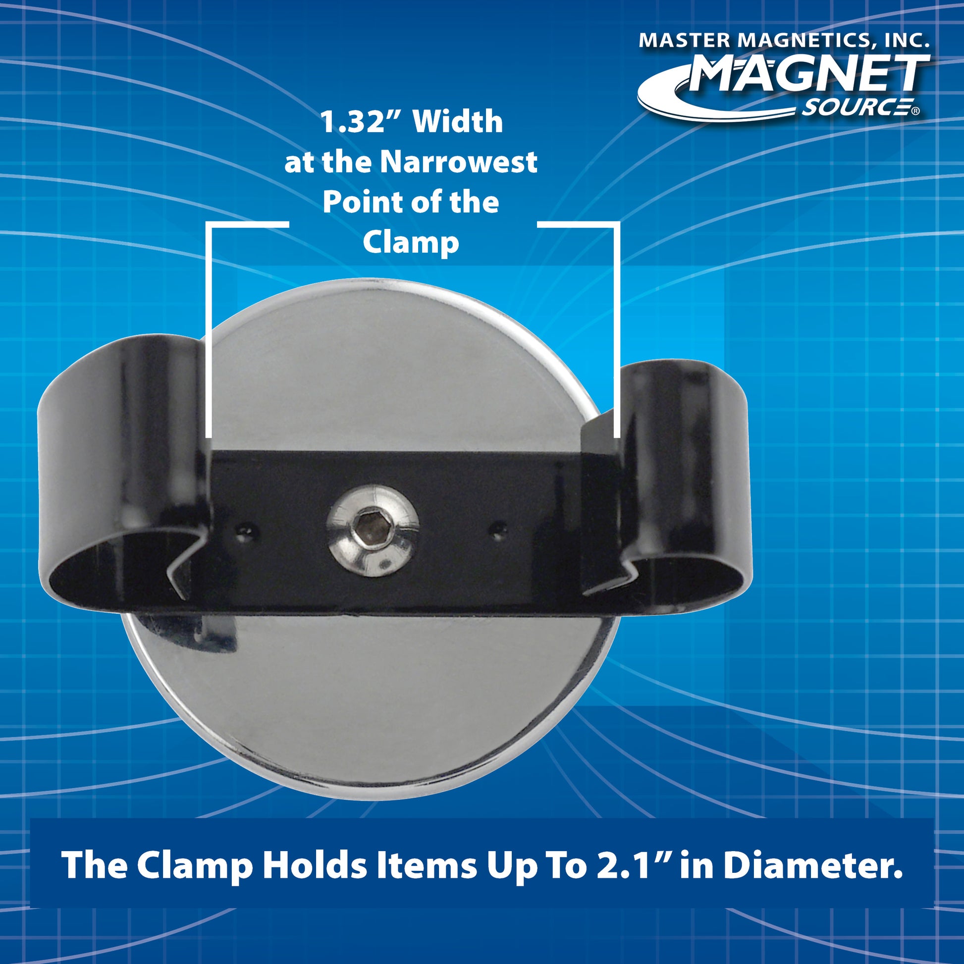 Load image into Gallery viewer, RB50BVCC Ceramic Round Base Magnet with Black Spring Clamp - Specifications