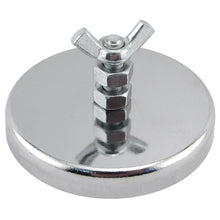 Load image into Gallery viewer, RB70B2NW Ceramic Round Base Magnet with Bolt, Nuts and Wingnut - 45 Degree Angle View