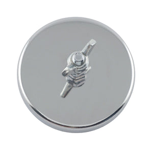 RB70B2NW Ceramic Round Base Magnet with Bolt, Nuts and Wingnut - Bottom View