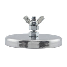 Load image into Gallery viewer, RB70B2NW Ceramic Round Base Magnet with Bolt, Nuts and Wingnut - Front View