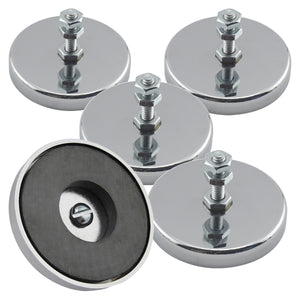 RB50B3N Ceramic Round Base Magnet with Bolt and Nuts - 45 Degree Angle View