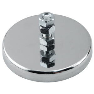 RB70B3N Ceramic Round Base Magnet with Bolt and Nuts - 45 Degree Angle View